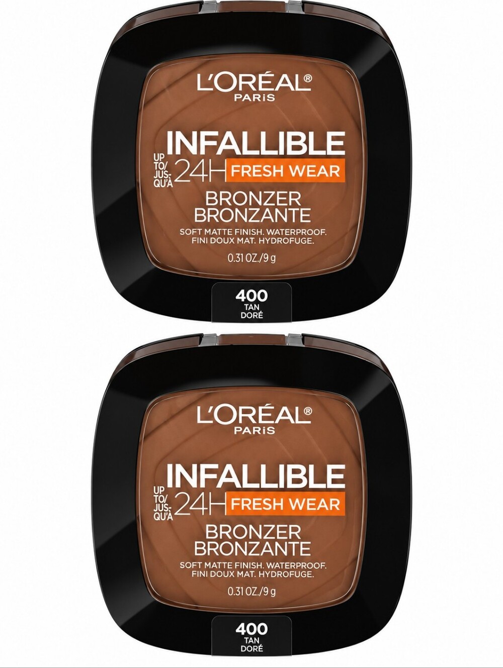 2 x L'Oreal Infallible 24H Fresh Wear Soft Matte Bronzer, 400 Tan